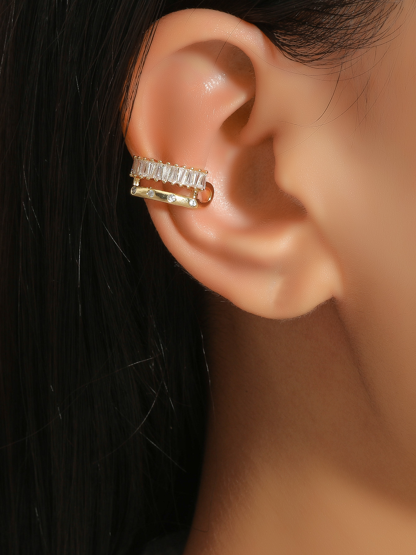 10pc Gold Plated Cuff Earring with Zirconia I GCJ507
