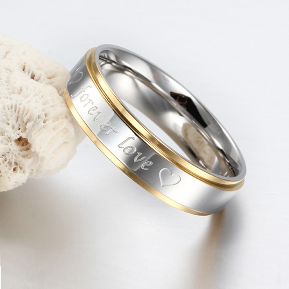 12pc_Stunning Two Tone Gold Silver Forever Love Ring – 4 sizes_UK Seller_GCJ540