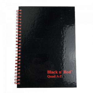 Wholesale Joblot of 25 Black n' Red Quad A-Z Wirebound Hardback A5 Notebook