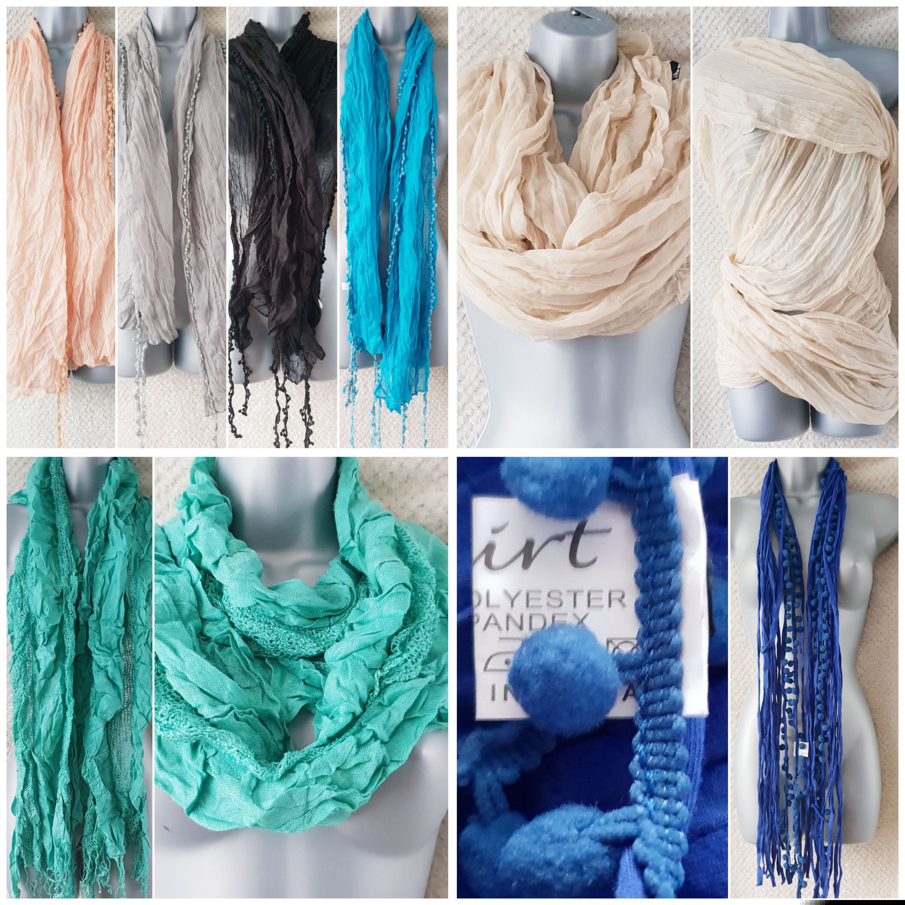 Lot (1) Flirt Summer Scarves & Cowls 5 designs 43 pieces