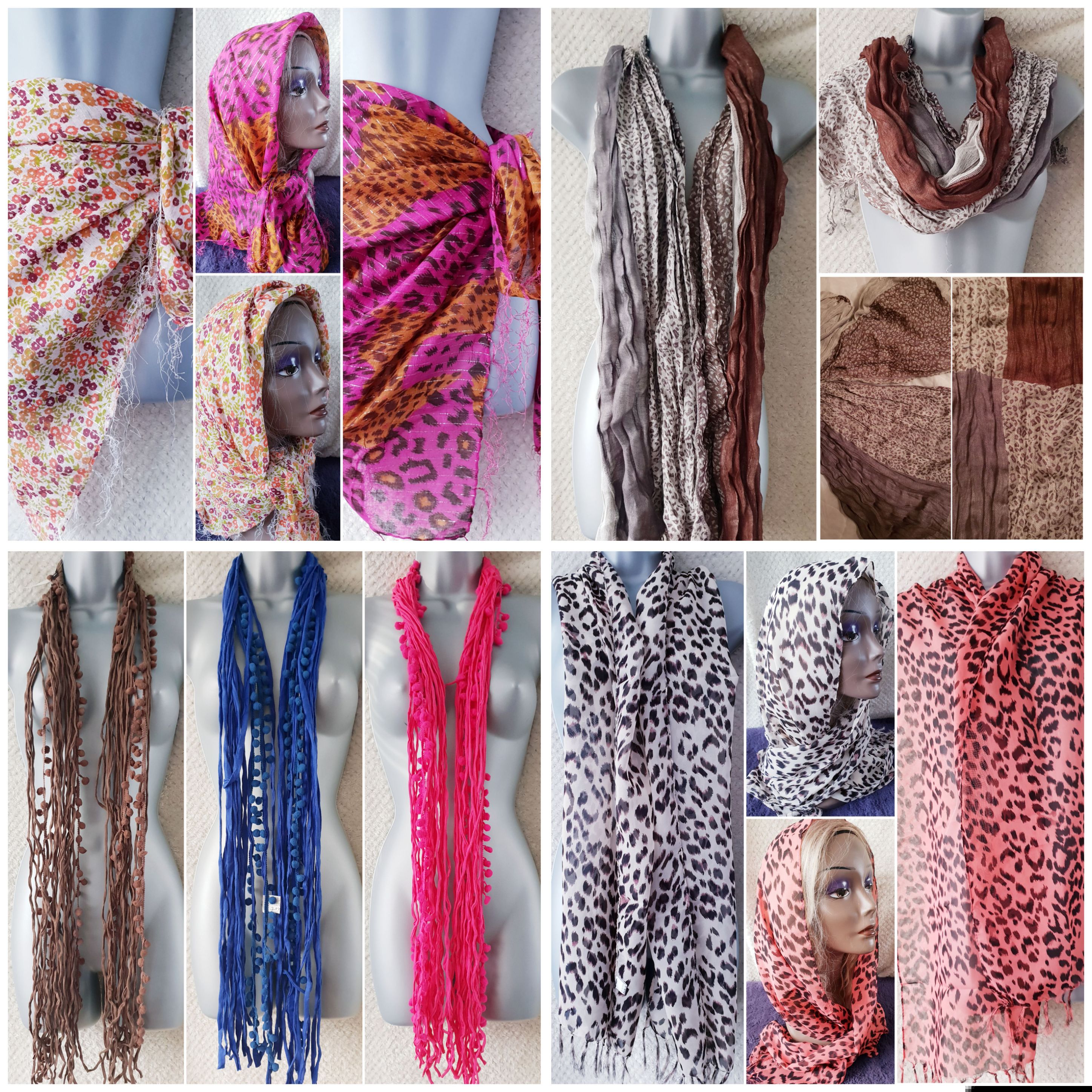 Lot (2) Flirt Summer Scarves & Wraps 7 designs 55 pieces