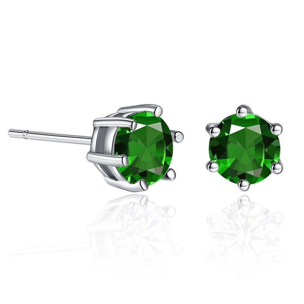 10pc_Silver Tone Stud Earrings with Premium Green Crystals_UK Seller_GSV004-Green