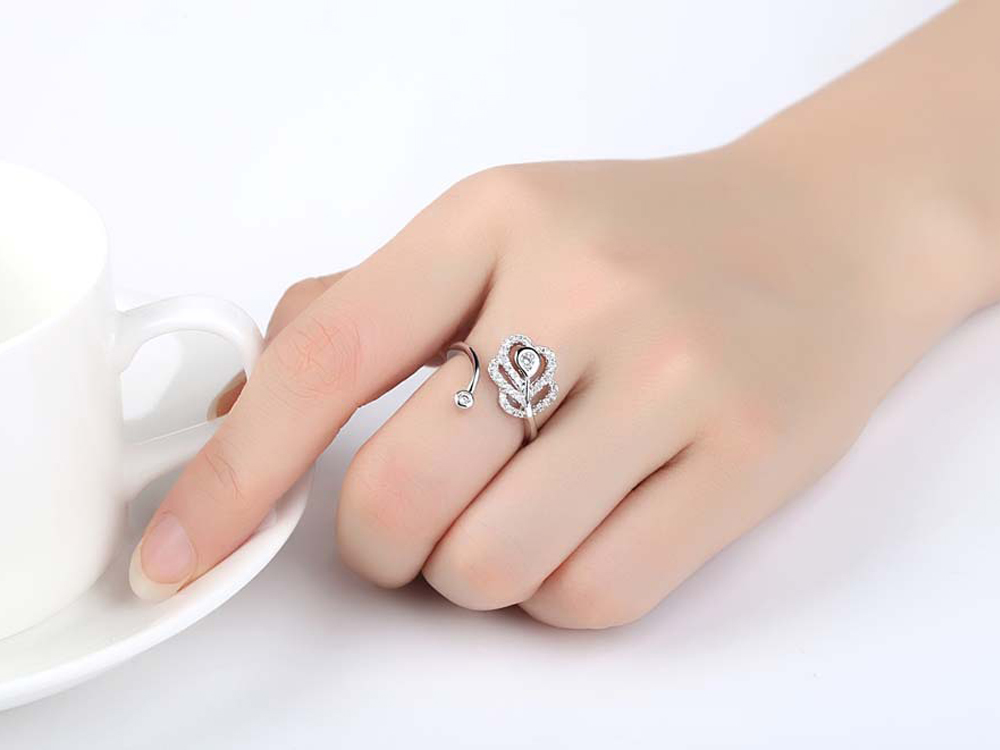 10pc_Open Flower Adjustable Ring Made with Premium Crystal_UK Seller_GCJ087