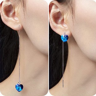 10pairs_Ocean-blue heart-shaped Swarovski crystal earrings_UK Seller_GCJ123