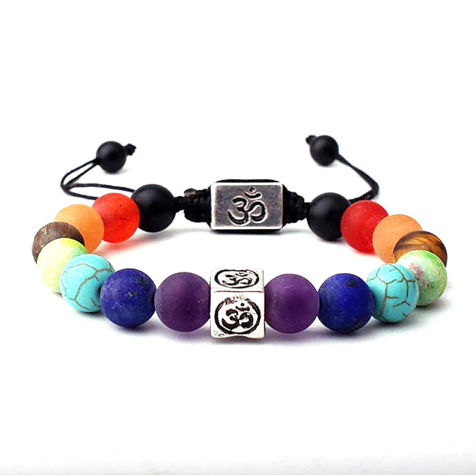 10pc_Unisex seven chakra energy stone bracelet with pull cord adjustable_UK Seller_GCJ212-3