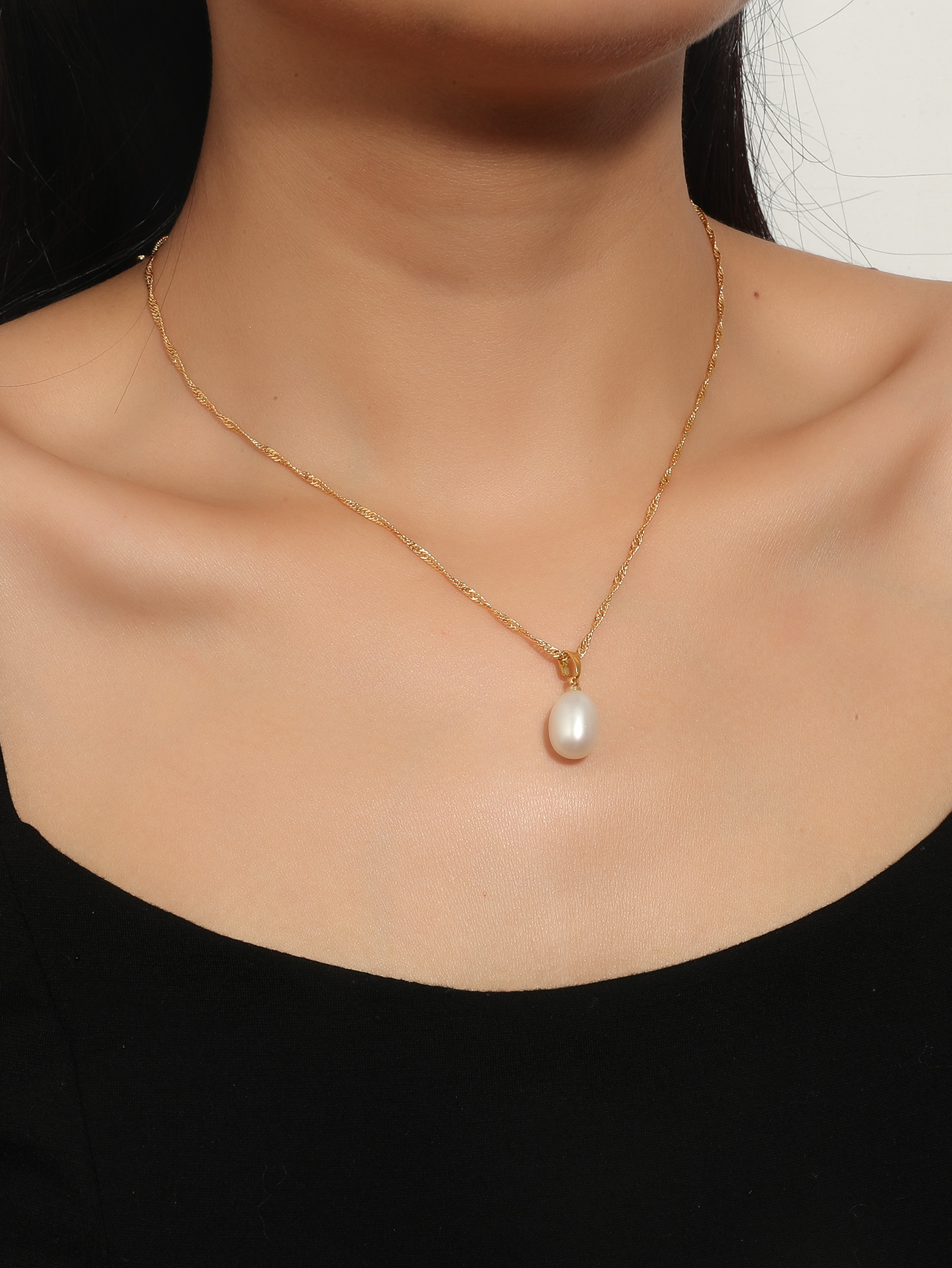 10pc_Stunning Gold Tone White Freshwater Pearl Pendant Necklace_UK Seller_GCJ222