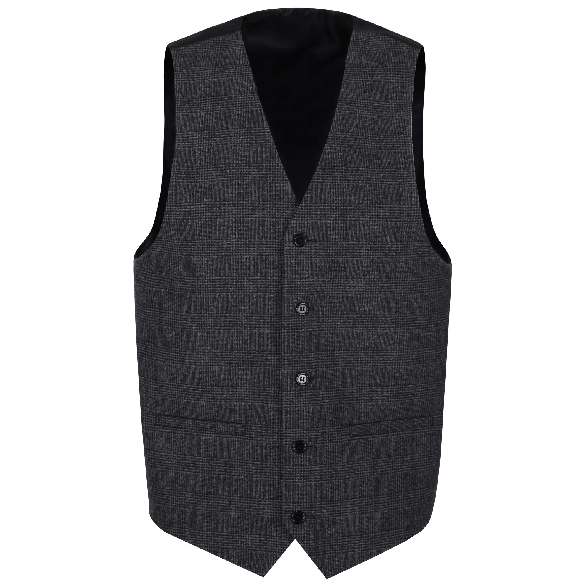 Branded Clarence Grey Graphite TWEED Check Waistcoat Vest