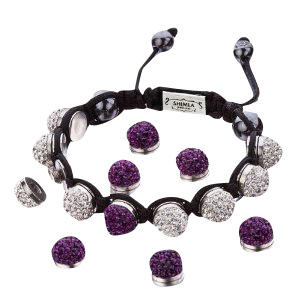 Joblot of 12 Shimla Bracelet Sets Interchangeable Purple 'Fireball' Studs SH112