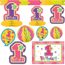 12 x Packs of 10pc 1st First Birthday party Decorating Kit Pink New Sealed Retail packed