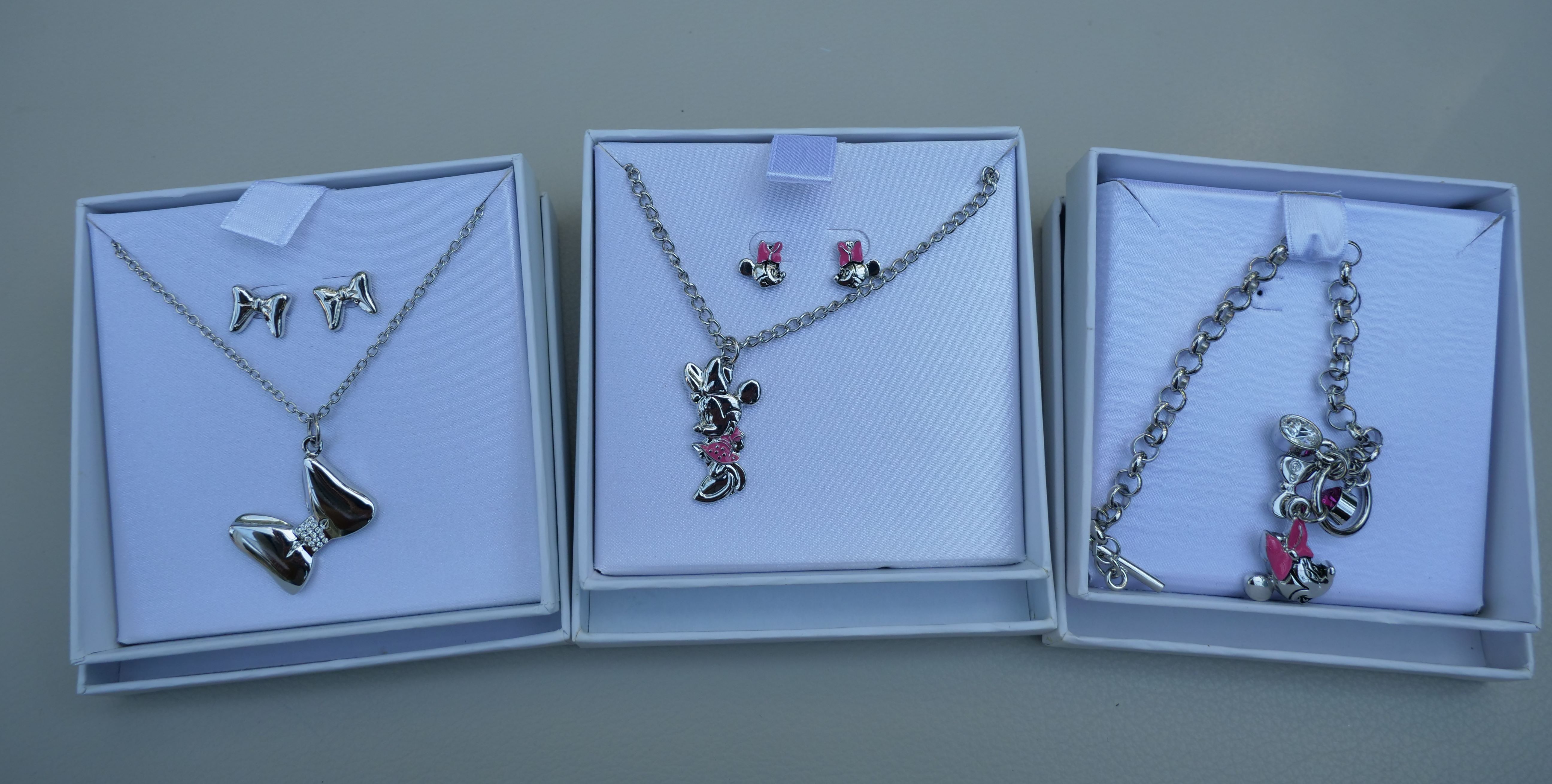 25 Items of Genuine Minnie Mouse Pendant / Earring sets + Bracelets