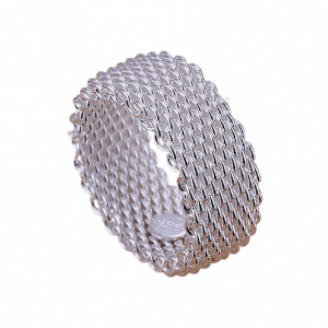 One Off Joblot of 62 Silver Plated Woven Mesh Fashion Ring (Size 8-9)