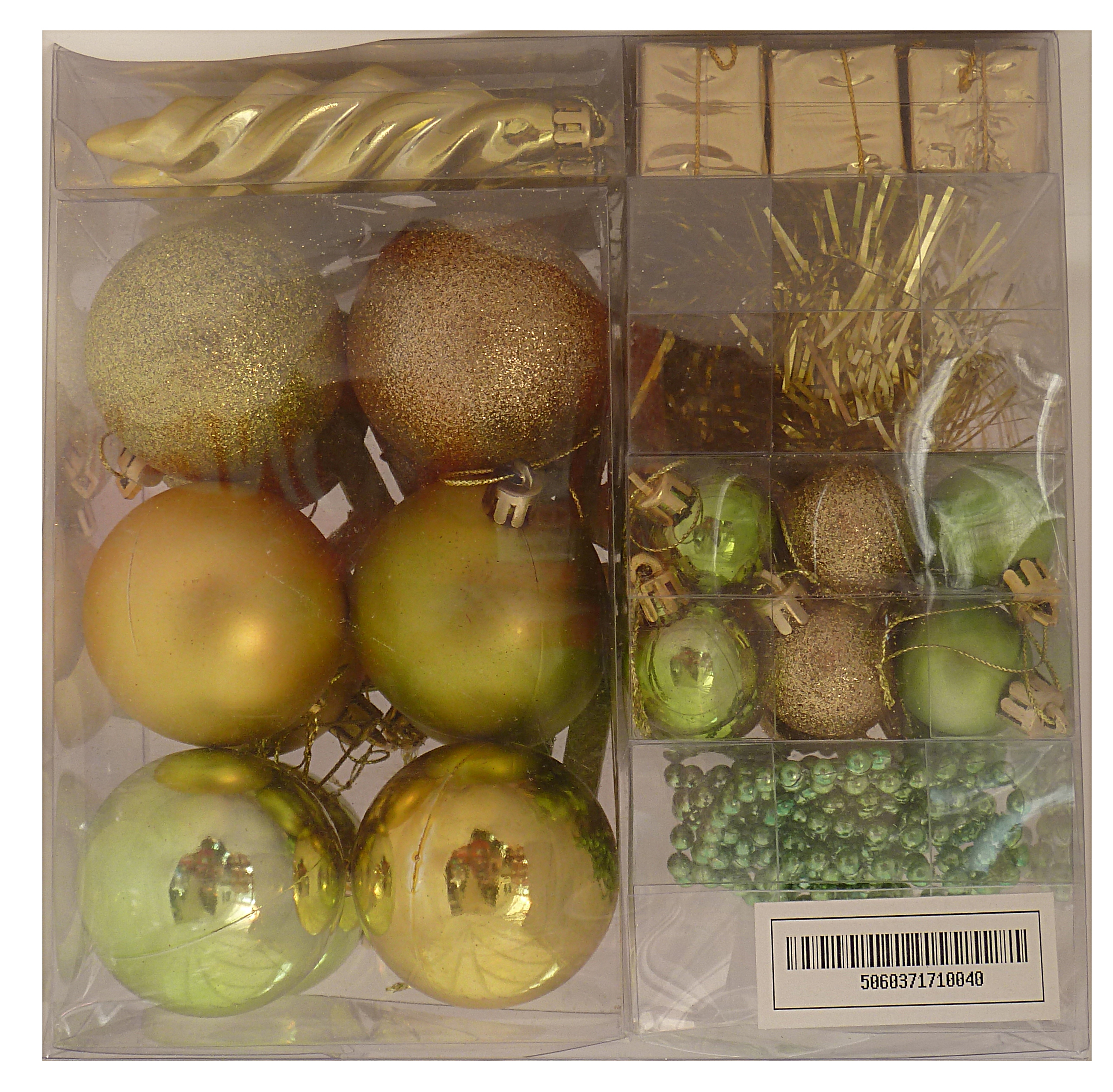 Lime green & gold Christmas decoration set