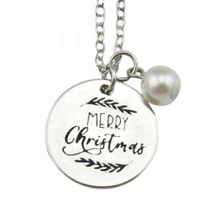 One Off Joblot of 27 Silver Colour Engraved Pendant Necklace - Merry Christmas