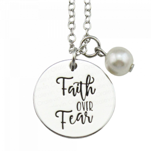 One Off Joblot of 19 Silver Colour Engraved Pendant Necklace - Faith Over Fear