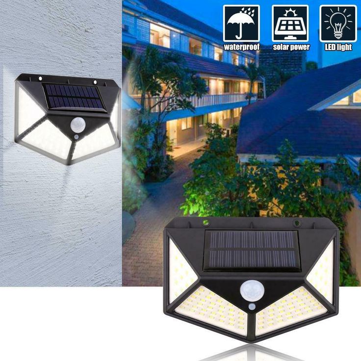 100LED Solar Power PIR Motion Sensor Wall Lights Outdoor Garden Security Lamp