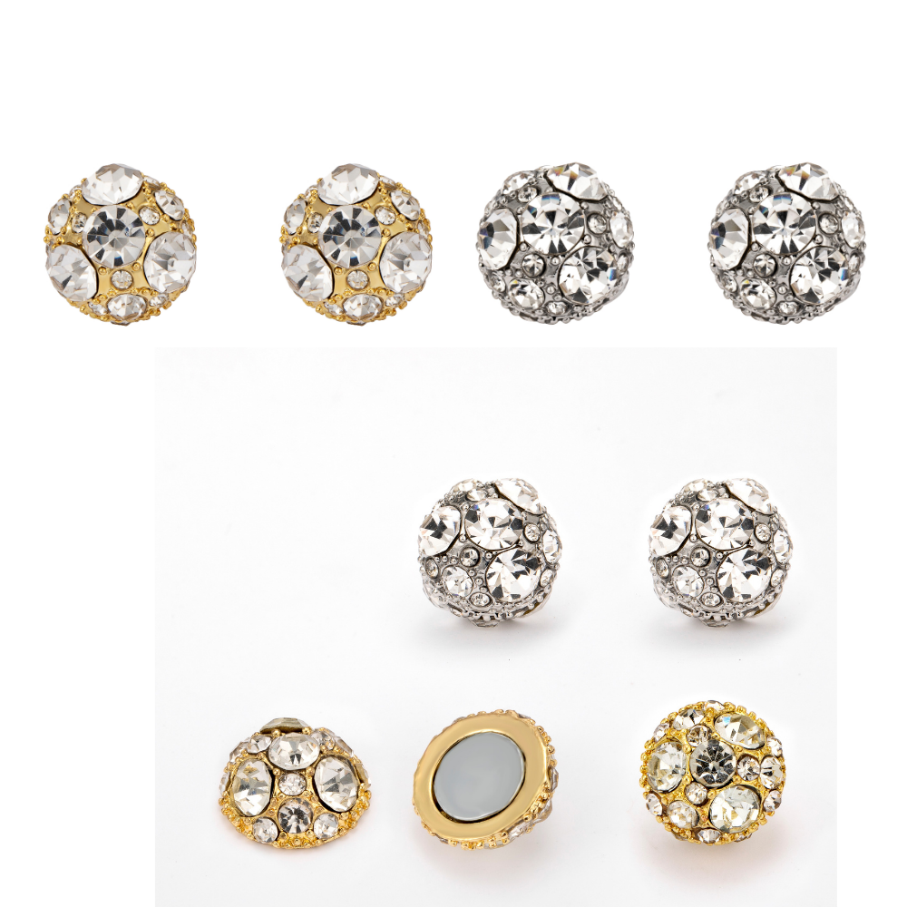 10pc Magnetic Crystal Filled Round Ball Stud Earrings No Pierced Clip on Two colours 5 each|GCJ283|UK SELLER