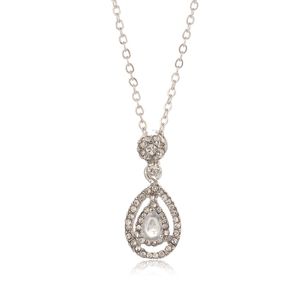 10pcs Silver Tone Teardrop Crystal Pendant Necklace|GCJ286|UK SELLER