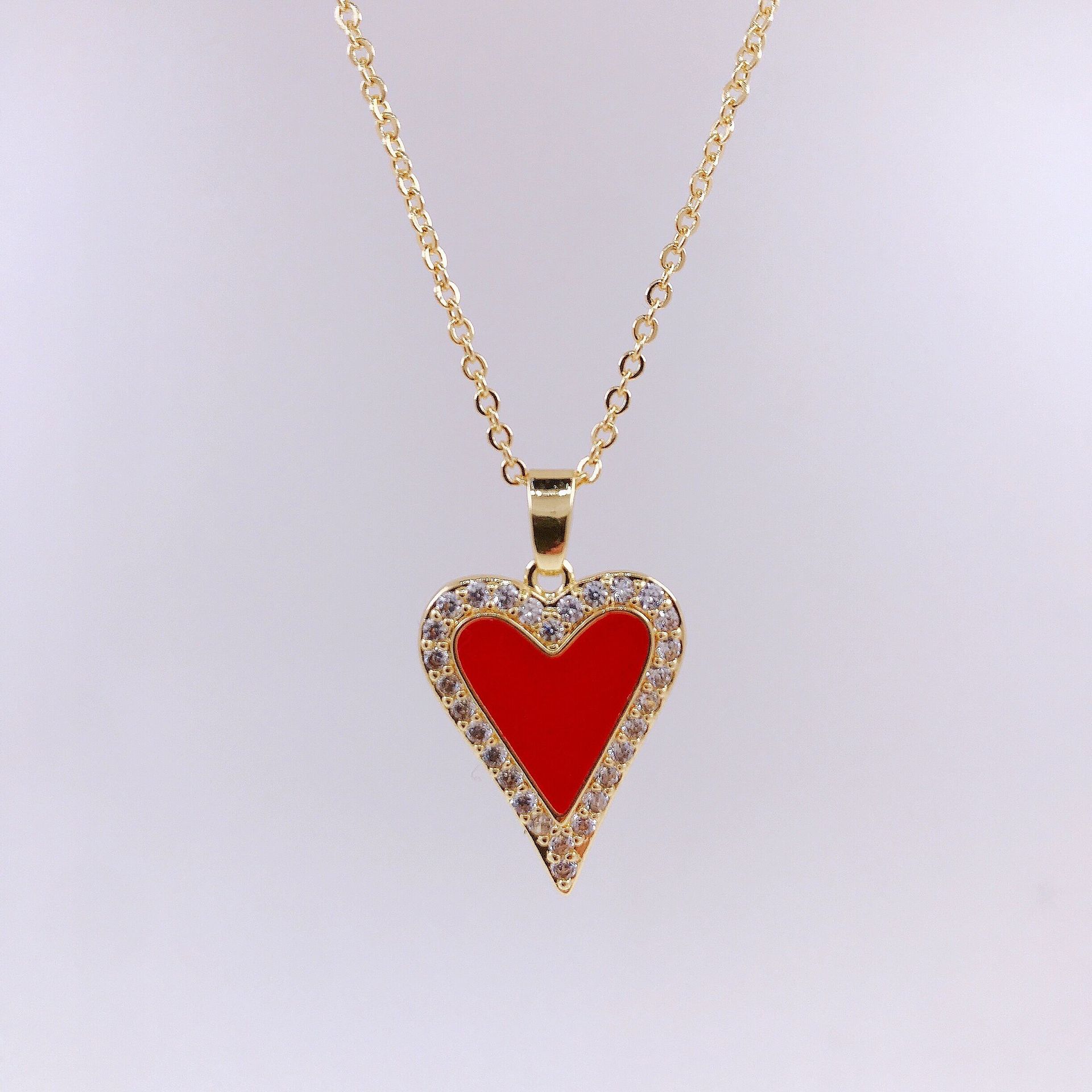 10pcs Gold Tone Crystal Red Acrylic Heart Pendant Necklace|GCJ302|UK SELLER