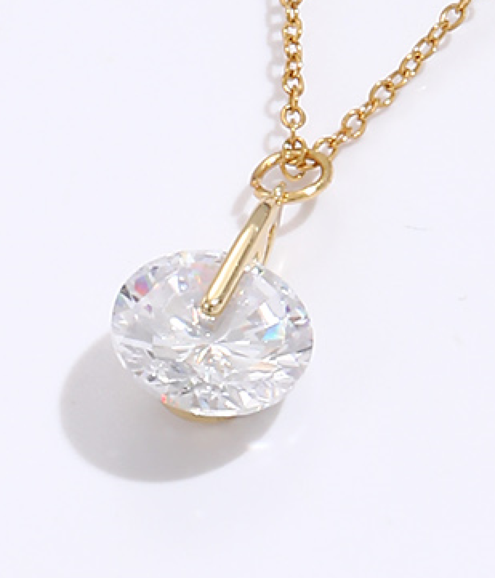 10pcs Gold Tone Solitaire Round Clear Crystal Pendant Necklace|GCJ303|UK SELLER