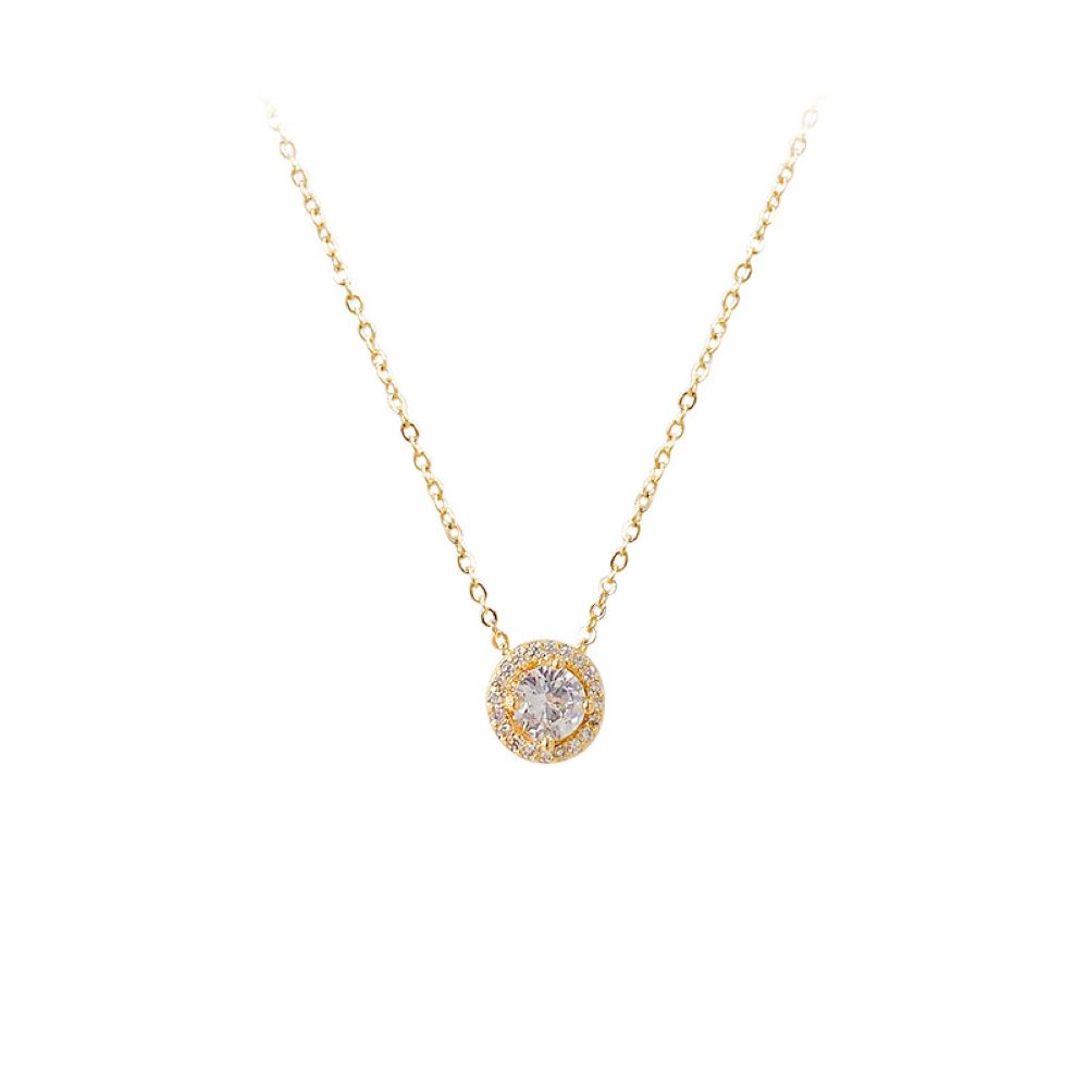 10pcs Gold Tone Round Halo Crystal Pendant Necklace|GCJ304|UK SELLER