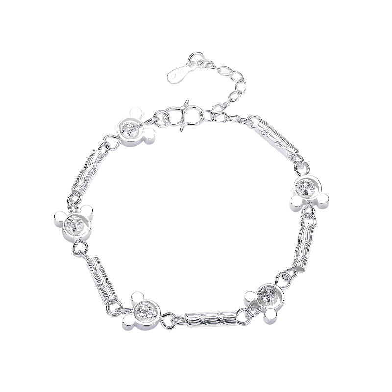 10pcs Silver Tone Mickey Bracelet with Cubic Zircon|GCJ311|UK SELLER