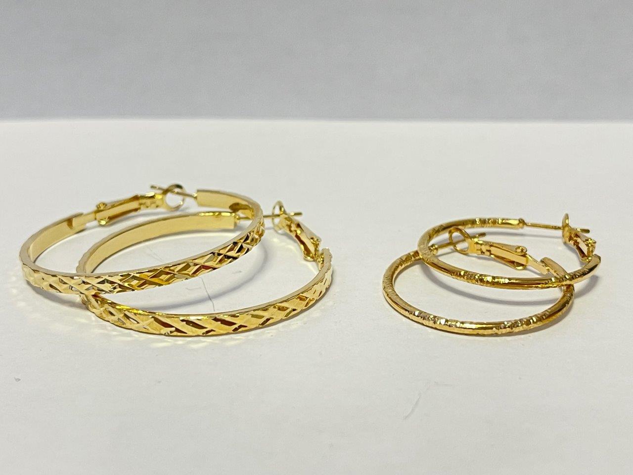10 Pairs Gold Sparkle Cut Hoop Earrings 2 Sizes 5 Each (3cm and 4cm)|GCJ314|UK SELLER