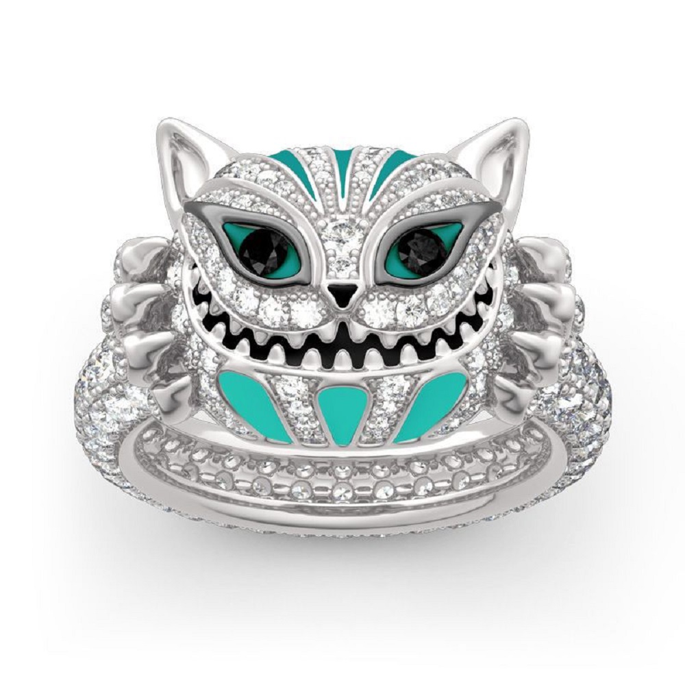 12pcs Skull Cat Face Stitch Crystal Filled Silver Tone Ring 3 Sizes 4 Each (Size: 8,9,10)|GCJ330|UK SELLER