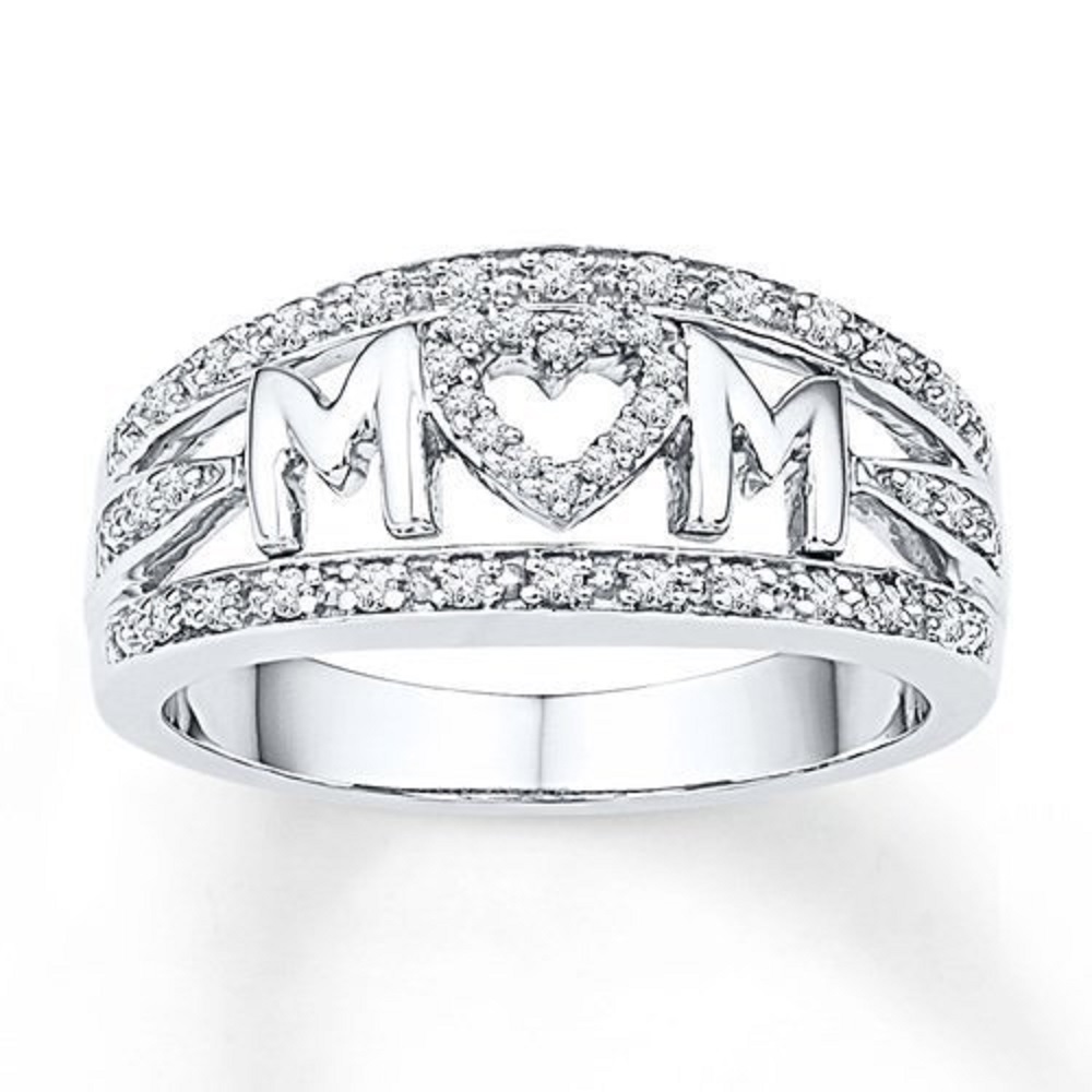 12pcs Mom Zircon Crystal Band Silver Tone Ring 4 Sizes 3 Each (Size: 6,7,8,9)|GCJ331|UK SELLER