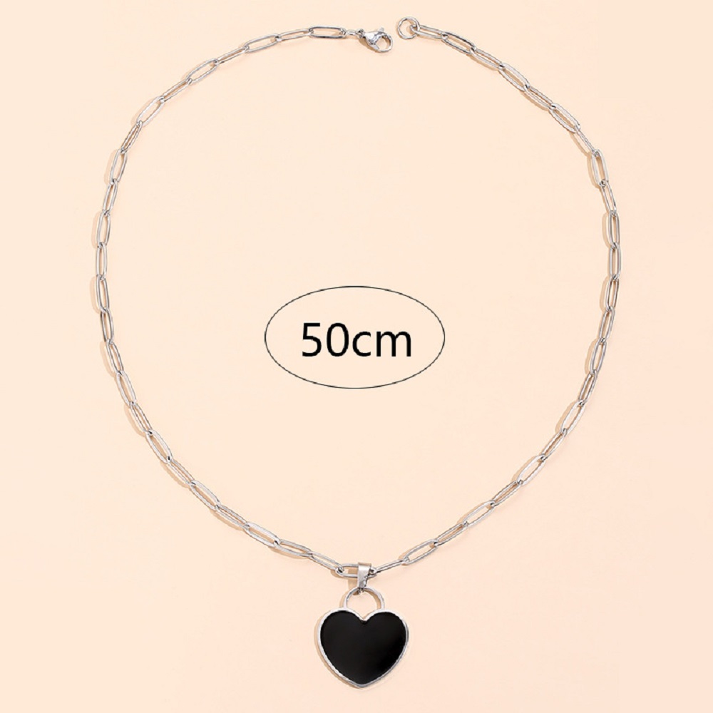 10pcs Heart Black Enamel Silver Tone Pendant Necklace|GCJ346|UK SELLER