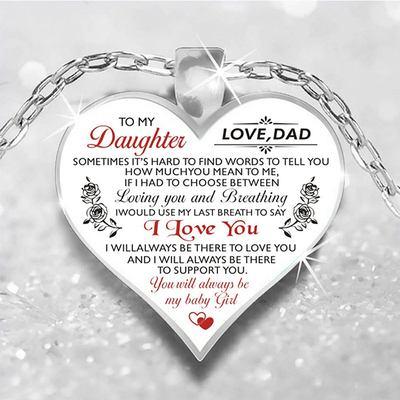 10pcs Heart-Shaped To My Daughter Love Dad Silver Tone Pendant Necklace|GCJ352|UK SELLER