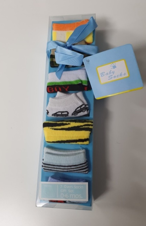 50 Packs of New 7 Days Unisex Baby Socks Gift Set for Resale Joblot