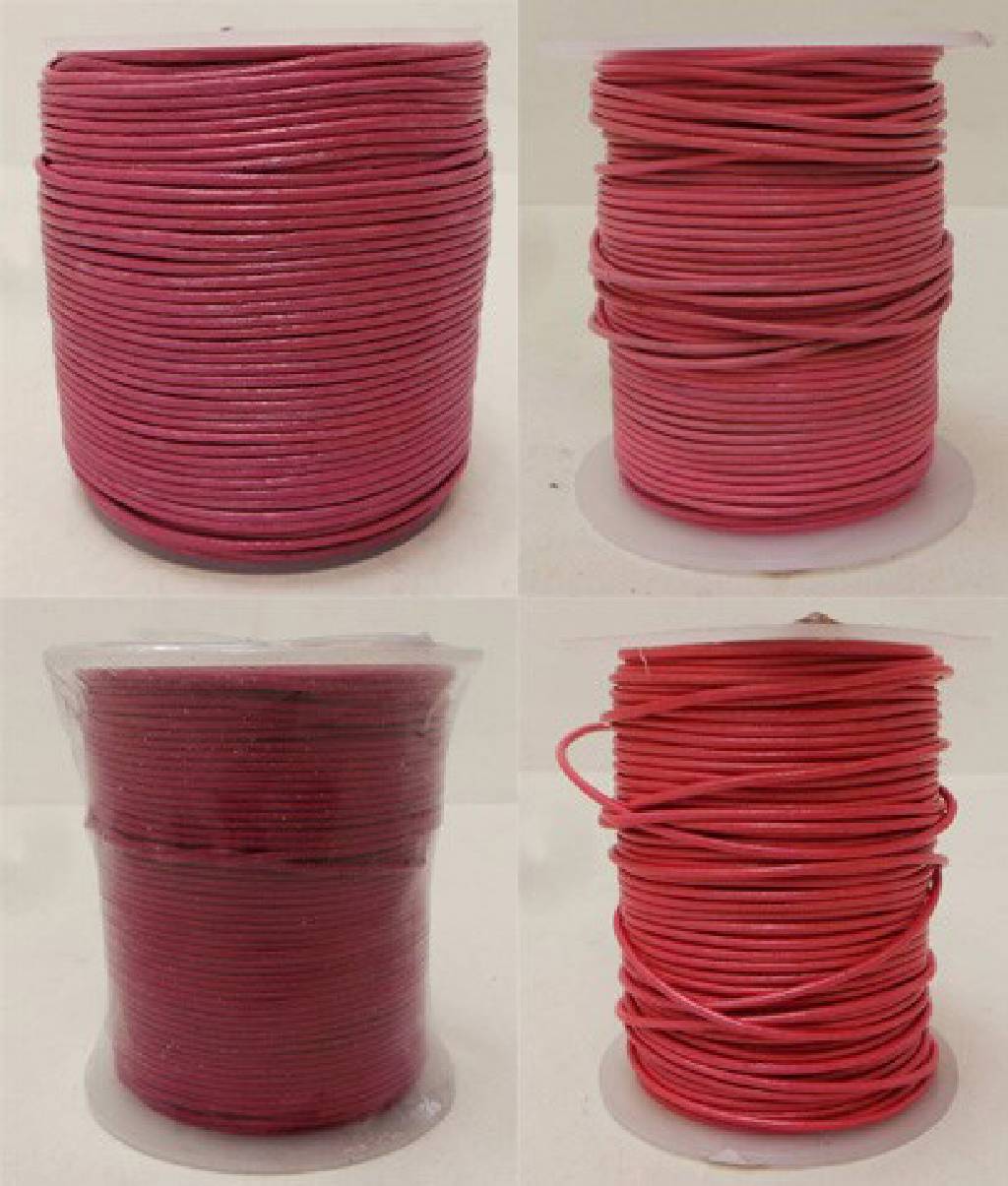 One Off Joblot of Approx 655m of Pink Real Leather Round Cords 4 Shades 1mm Wide