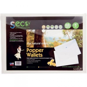 Wholesale Joblot of 100 Seco A4 Blue Popper Wallets (5 Pack)