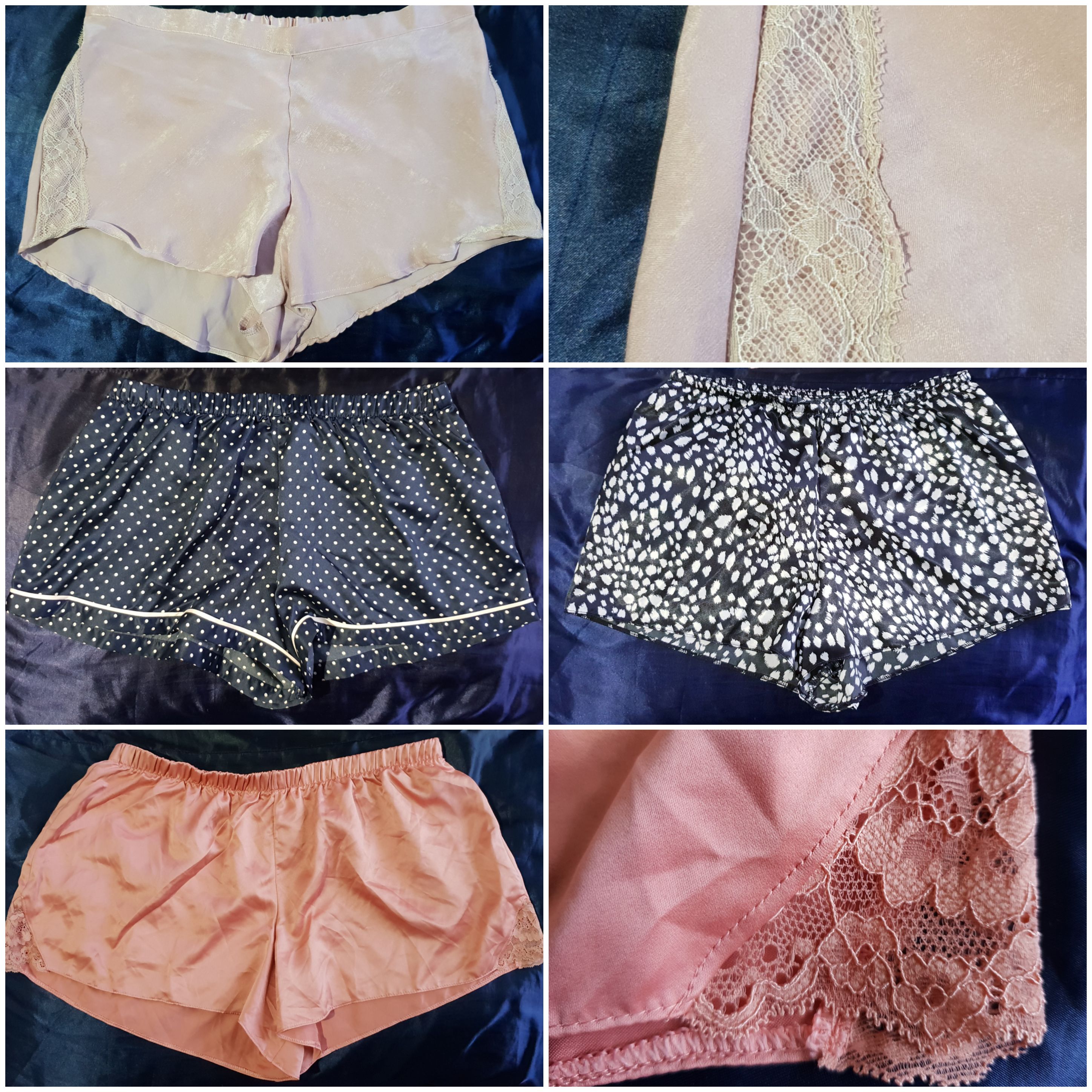 40 Pairs of Cami Shorts Ex-Department Store Polyester Satin Lace 4 designs