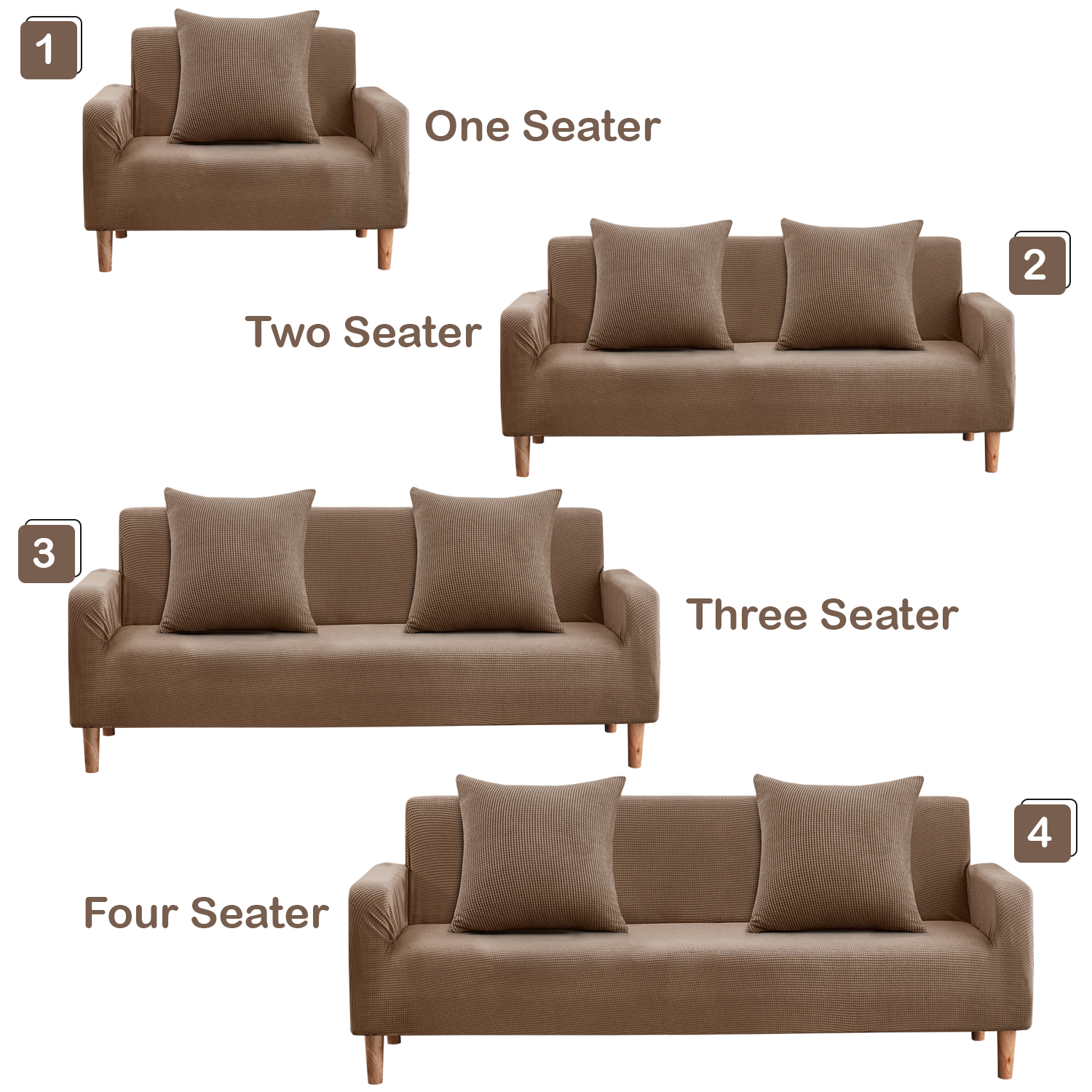 JOBLOT Velvet Sofa Covers 4 sizes Brown Stretch Slipcover 50pcs