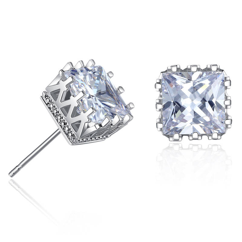 20 pairs - Princess Cut Crown Zircon Crystal Mini Stud Earrings|GCC046|UK SELLER