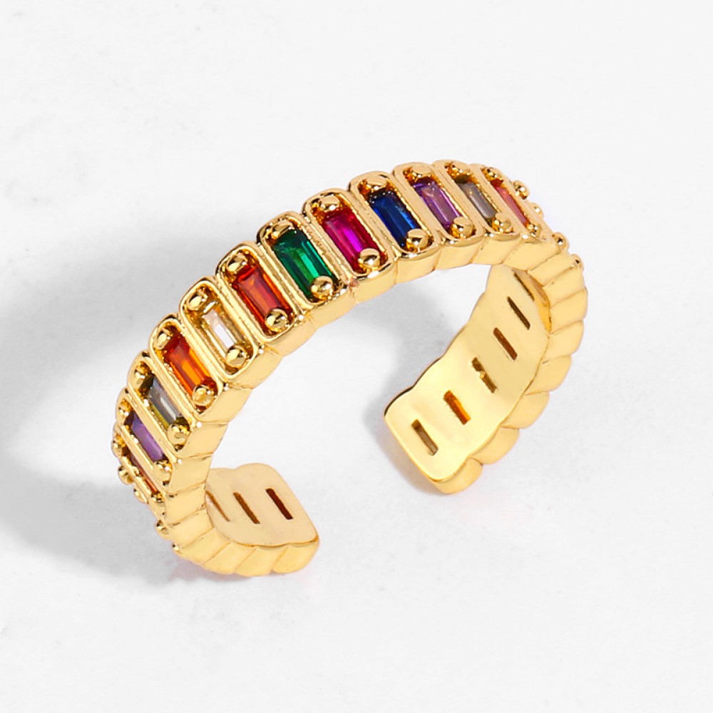 10 pcs - Multi-Color Adjustable Band Ring in Gold-Tone|GCC131|UK SELLER