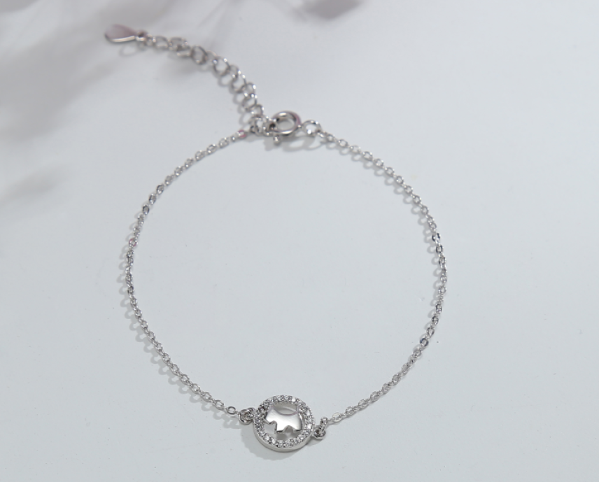 10 pcs - Sterling Silver S925 Crystal Round Pet Bracelet|GCJS020|UK SELLER