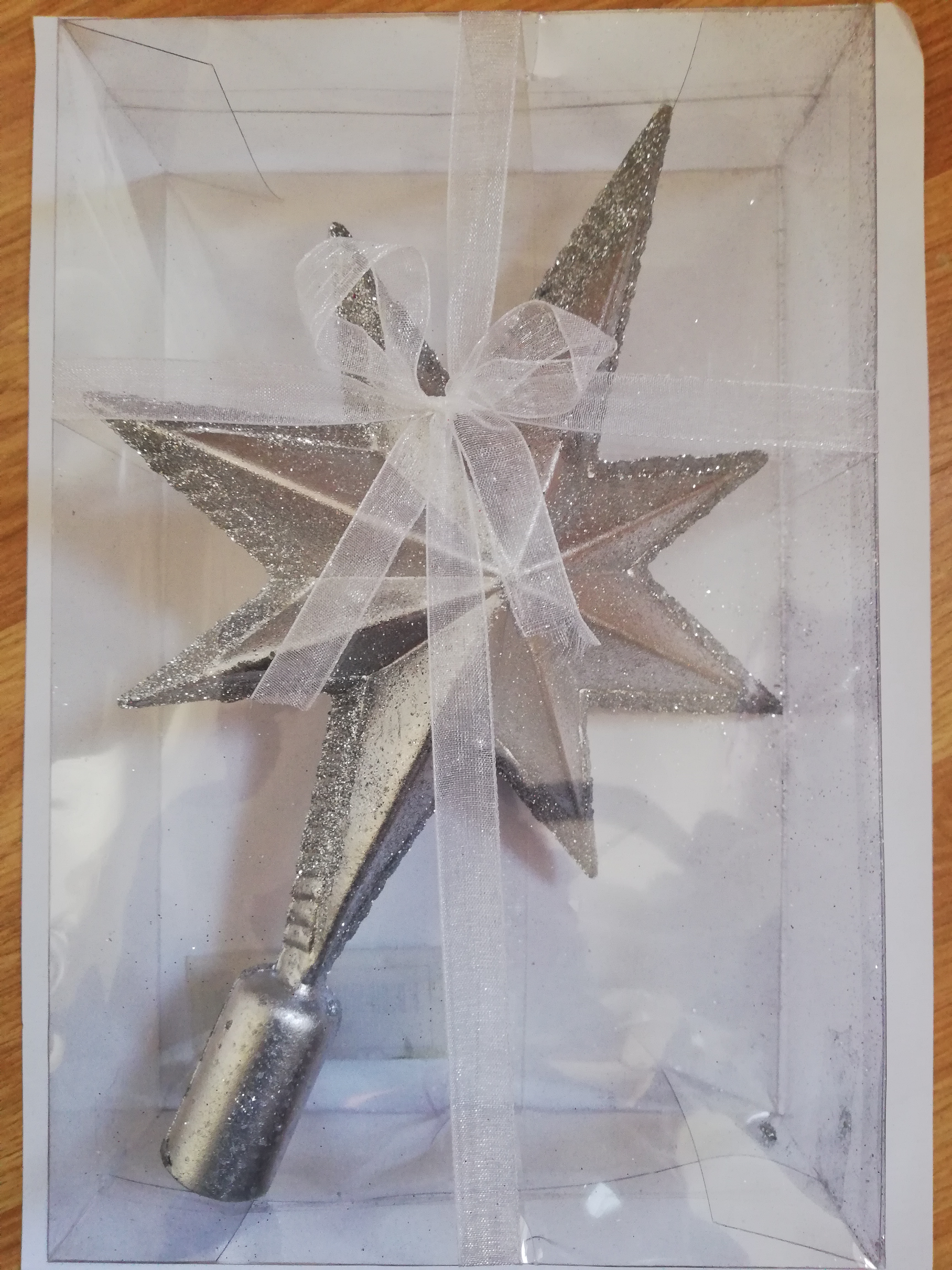 Silver tree topper star (plastic)