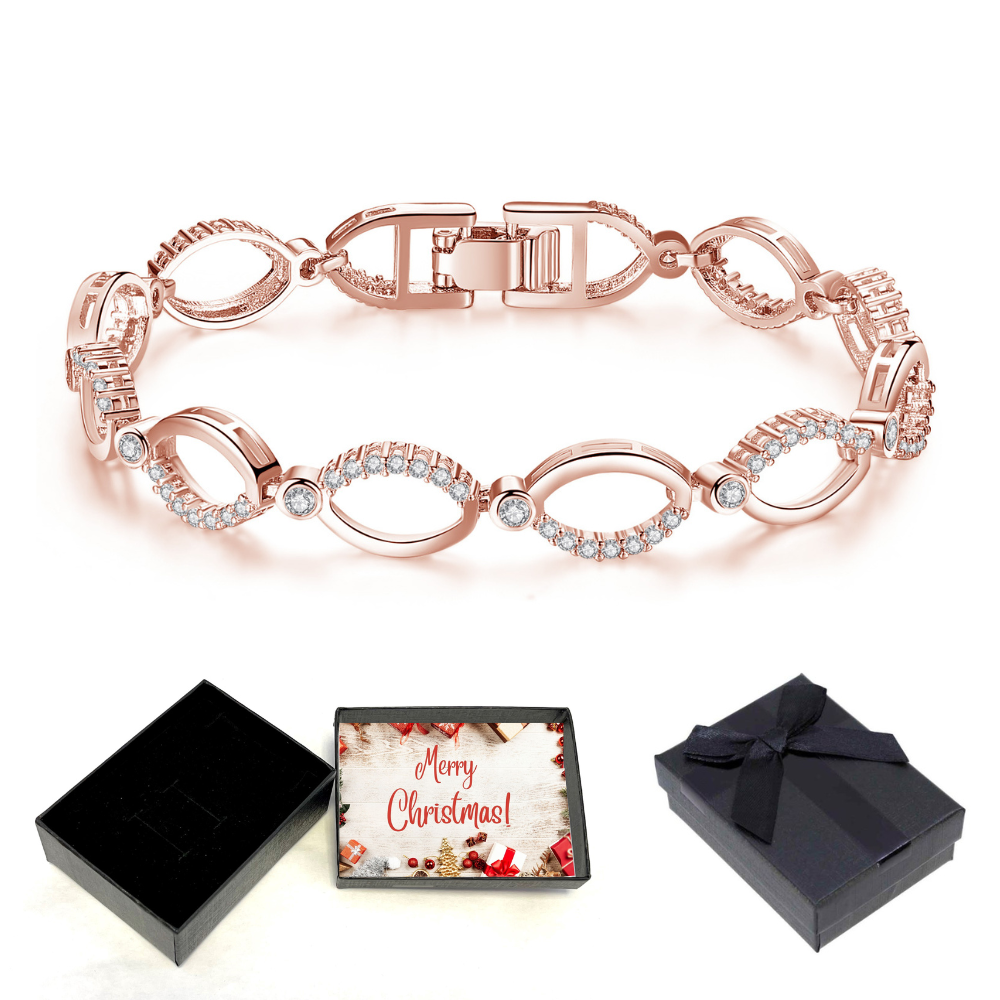 10 pcs - Rose Gold Multi-linked Infinity Bracelet With Christmas Gift Box|GSVB061-Rosegold-Plain-XmasBox|UK SELLER