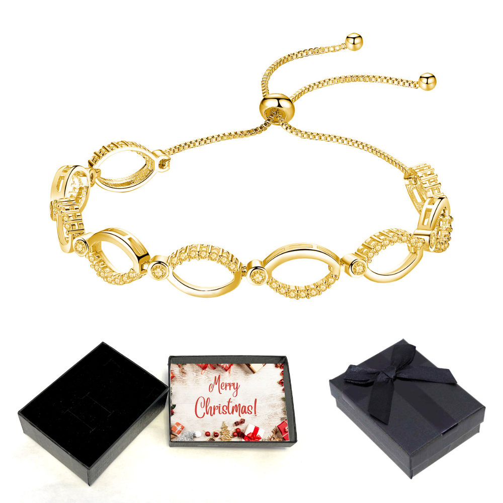 10 pcs - Gold Plated Adjustable Multi-Link Infinity Bracelet With Christmas Gift Box|GSVB061-Gold-Plain Adjustable-XmasBox|UK SELLER