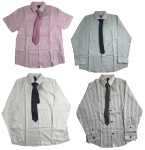 One Off Joblot of 10 Ex-Chain Store Boys Shirt & Tie Sets 5 Styles Various Sizes