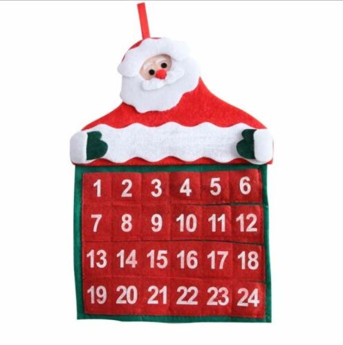 10pc Christmas Advent Calendar Santa Claus Hanging Decoration Pockets Xmas Gifts UK|GCJSET001V