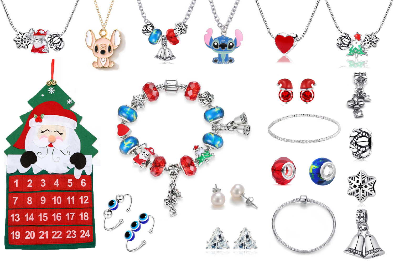 125 pcs - Reusable Christmas Santa with Premium Jewellery Advent Calendar 2022 - 5 Sets|GCJSET008|UK SELLER