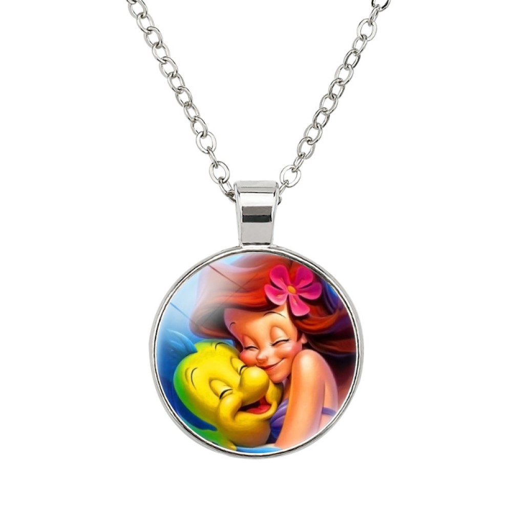 10 pcs - The Little Mermaid Ariel and Flounder Pendant Necklace|GCJ373|UK SELLER