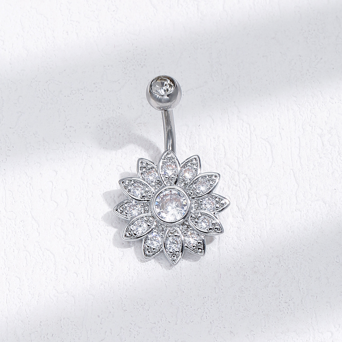 10 pcs - Sunflower Zircon Crystal Silver Plated Navel Belly Piercings Belly Ring|GCJ393|UK SELLER