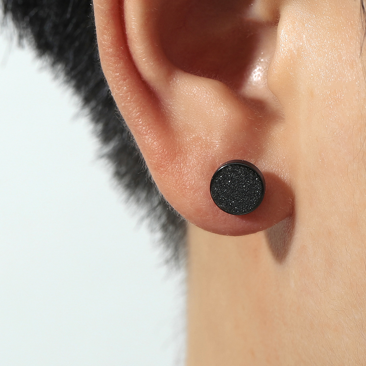 10 Pairs - Titanium Steel Matte Black Round Stud Earrings Unisex|GCJ395|UK SELLER