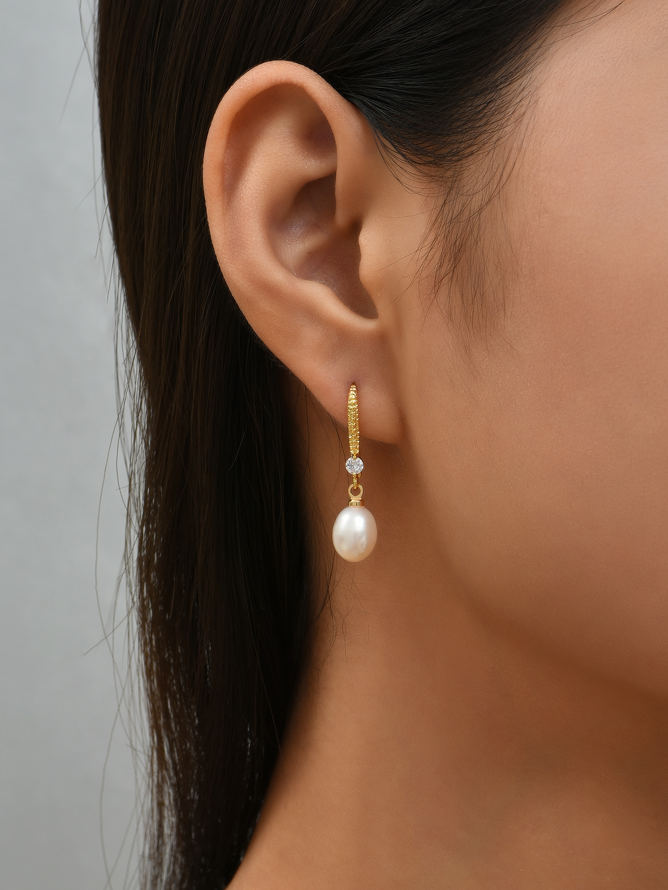 10 Pairs - Pearl Drop Hook Zircon Crystals Gold Plated Earrings|GCJ396|UK SELLER