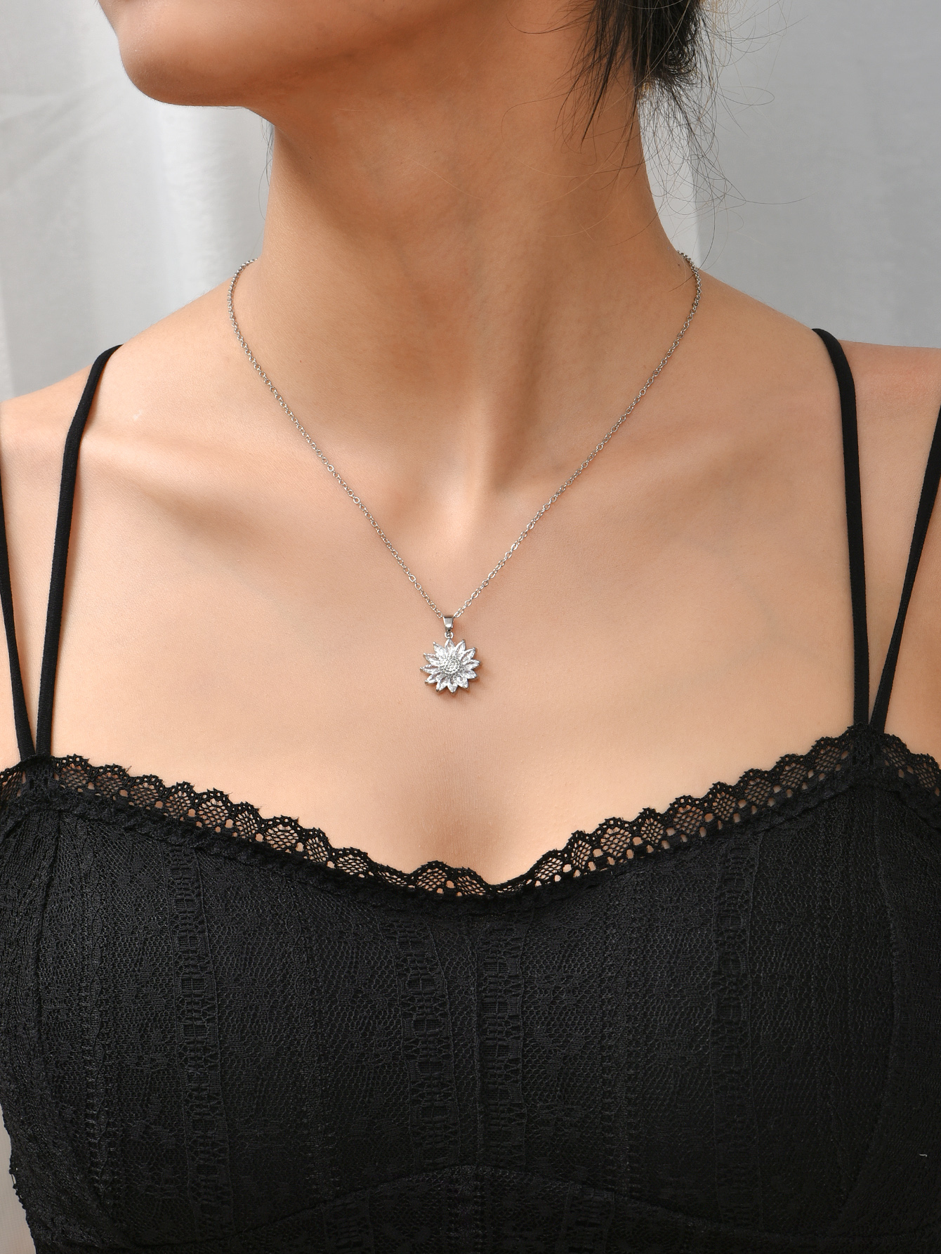 10 pcs - Sunflower Zircon Crystal Silver Plated Pendant Necklace|GCJ399|UK SELLER