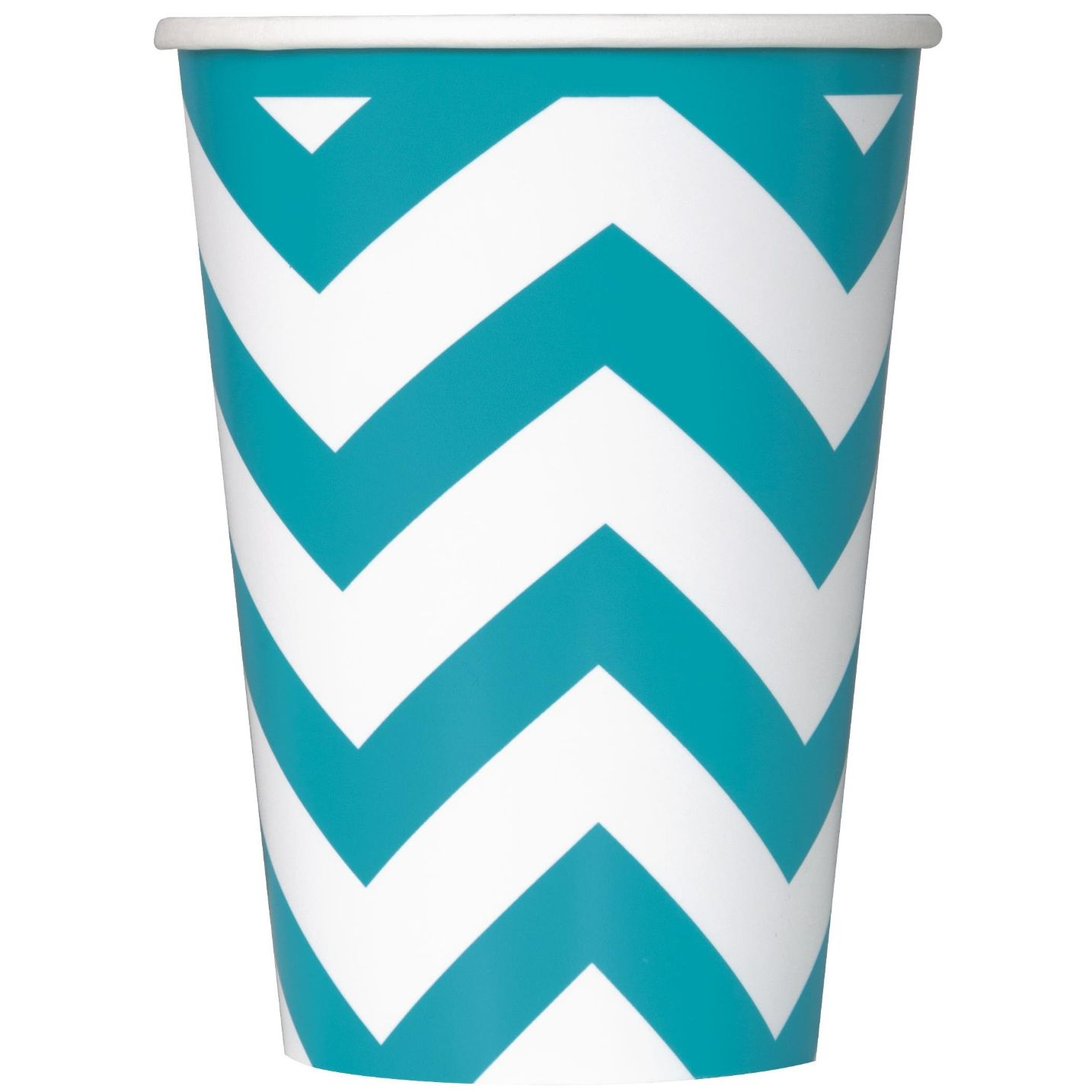 Wholesale Joblot of 96 Amscan Chevron Caribbean Blue 256ml Paper Cups (8pcs)